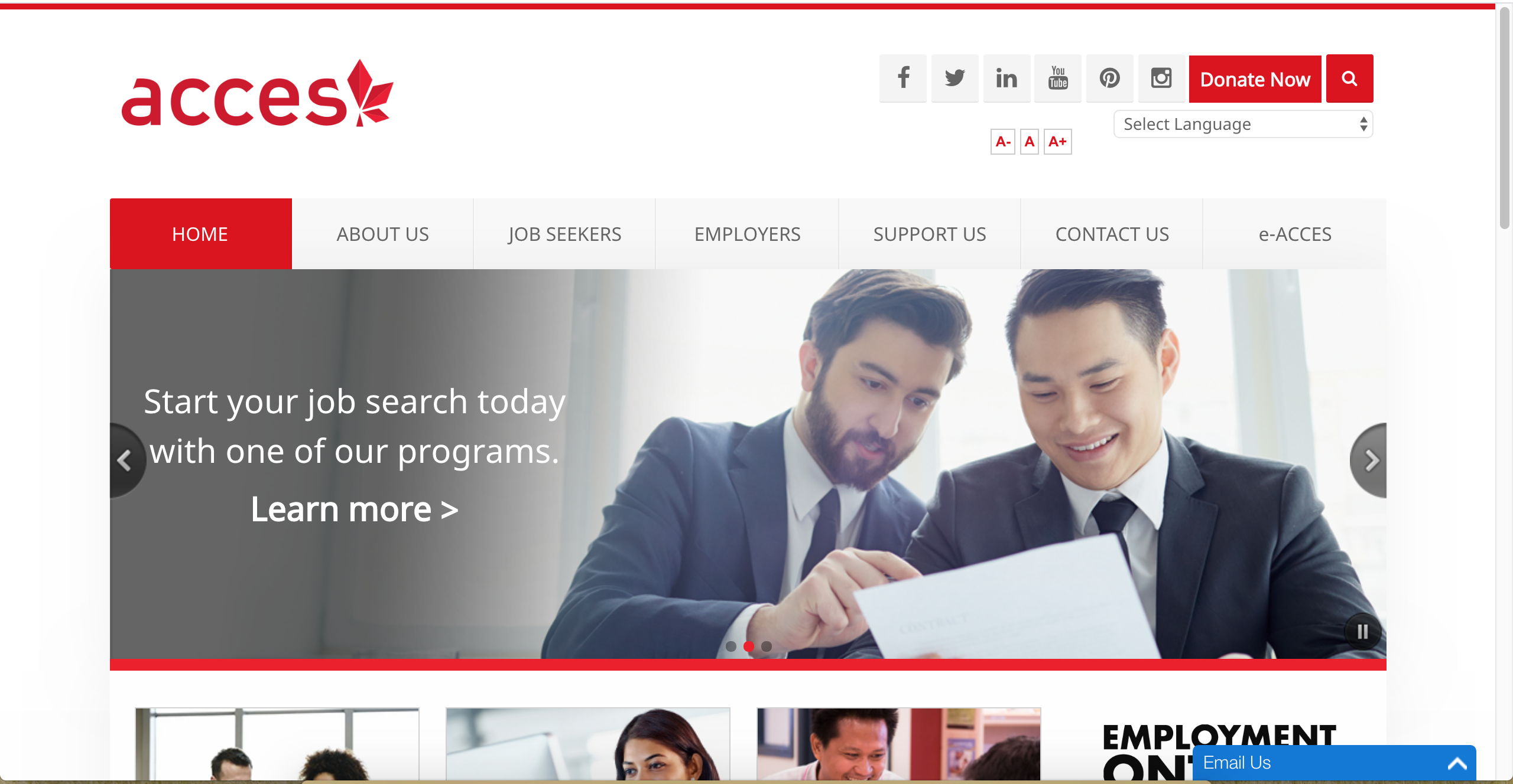 Acces Employment website screenshot